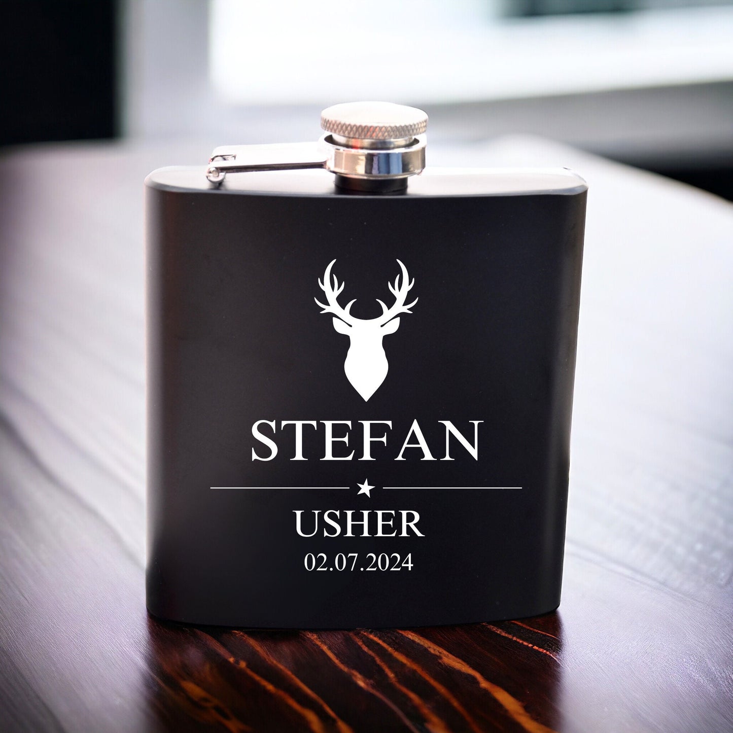Stag Design Groomsman / Best Man Hip Flask