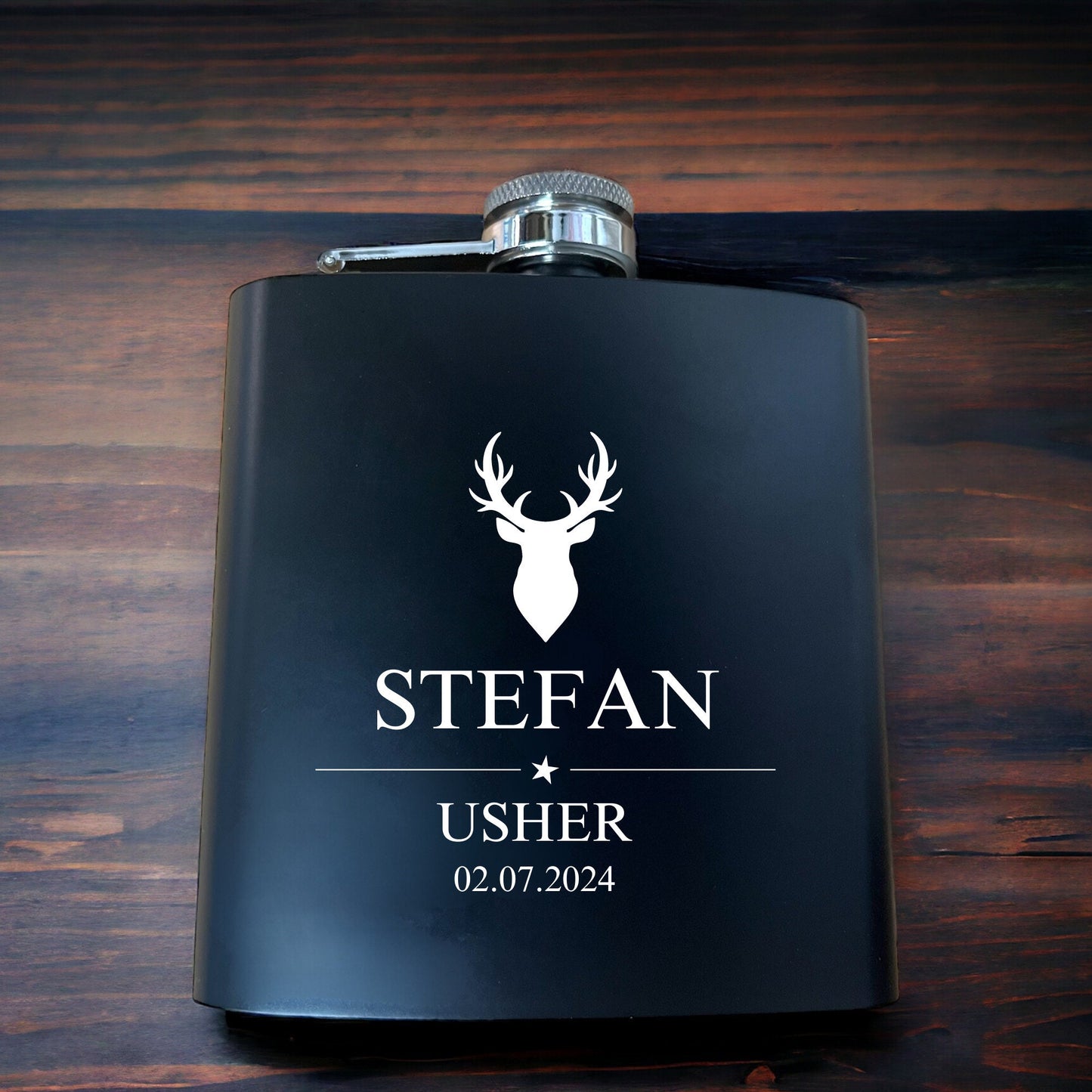 Stag Design Groomsman / Best Man Hip Flask