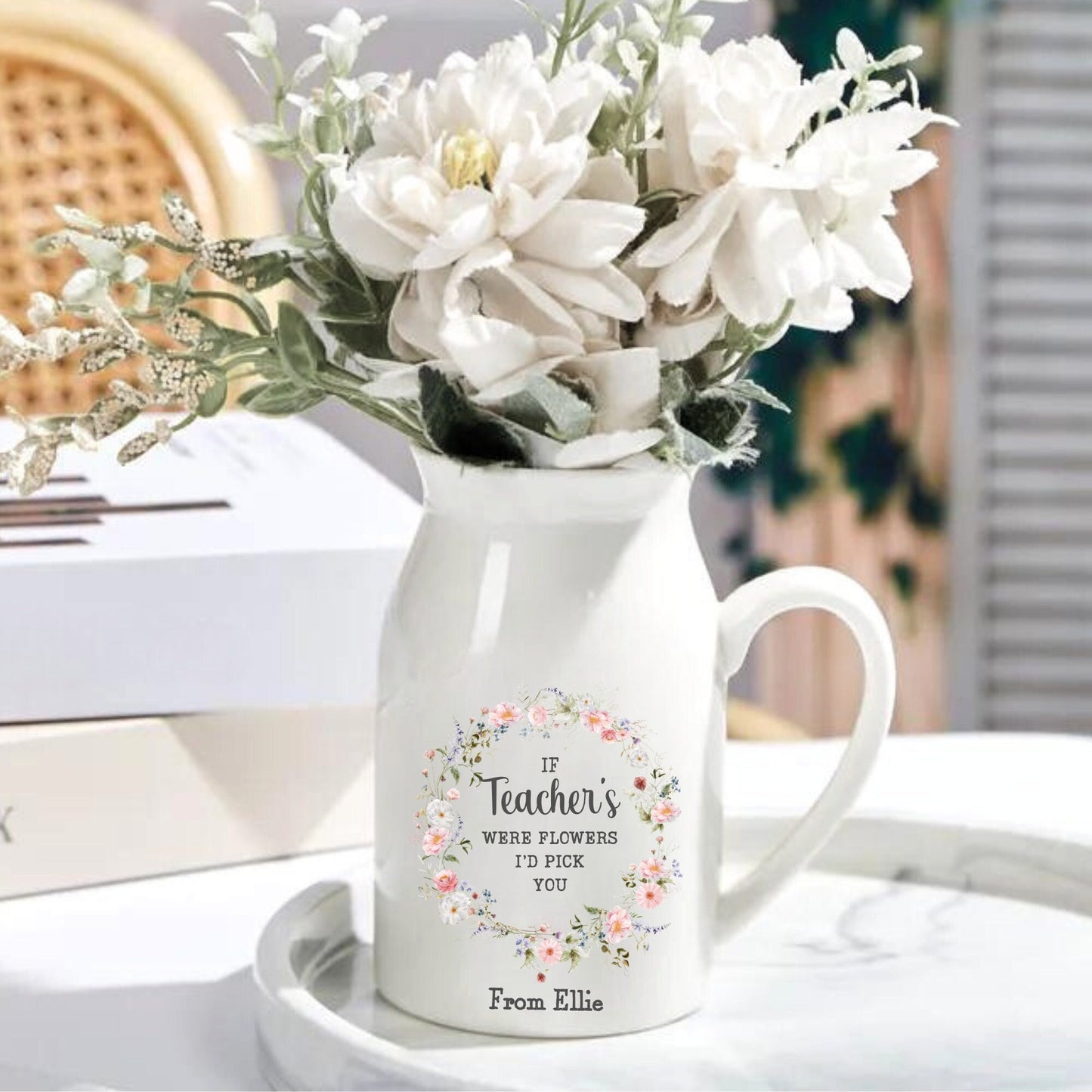 If Teachers were flowers I'd pick you, teacher gift, thank you teacher gift, teacher vase, personalised teacher gift, flower vase, vase with beautiful flowers,